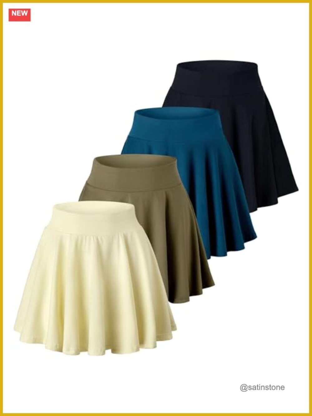 4-Pack Women's Stretchy Mini Skater Skirts High-Waisted A-Line Flowy Flared